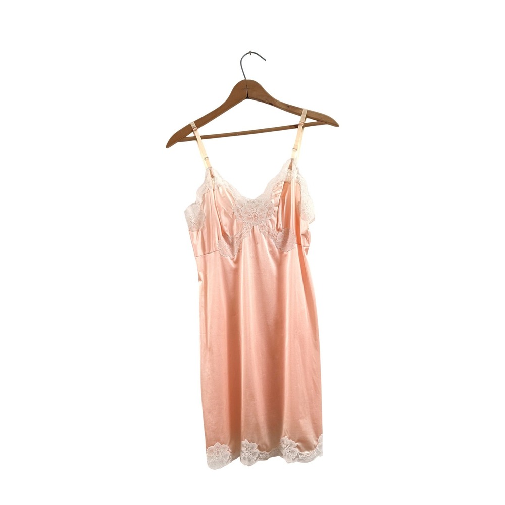 Vintage‎ Sears Lace Trim Slip Peach Nylon 34 Short